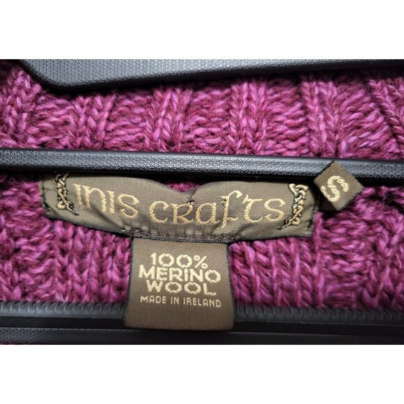 Inis Crafts Merino Wool Aran Cable Knit Zip Cardigan Sweater - Picture 9 of 12